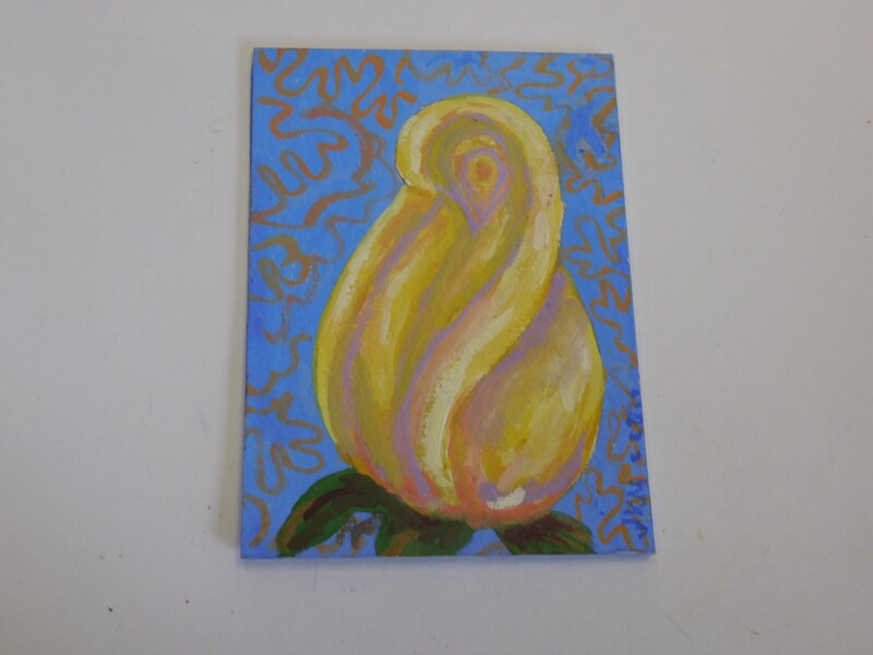 Yellow Rose - Aceo 2.50x3.50  casein painting on Arches Art Board  floral painting by Julie Miscera